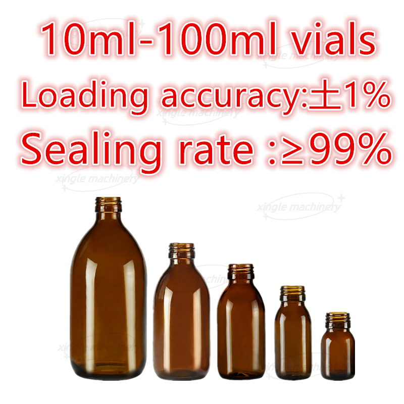 선형 액체 10-100ml 바이알 충전 상부 플러그 캡핑 기계