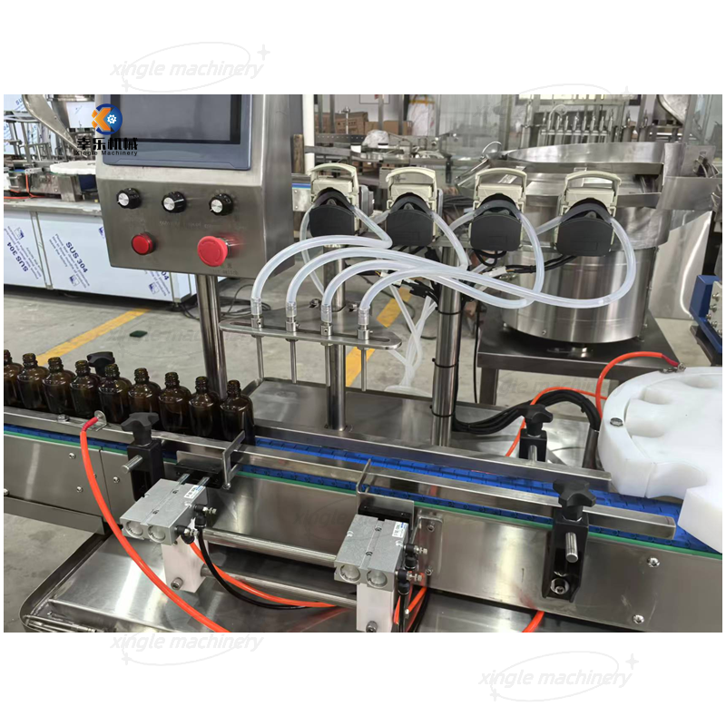 선형 액체 10-100ml 바이알 충전 상부 플러그 캡핑 기계